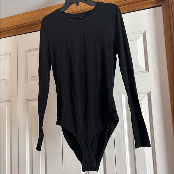 SHEIN BAE Solid Long Sleeve Cheeky Bodysuit // Size: Medium // Color: Black - Picture 3 of 7